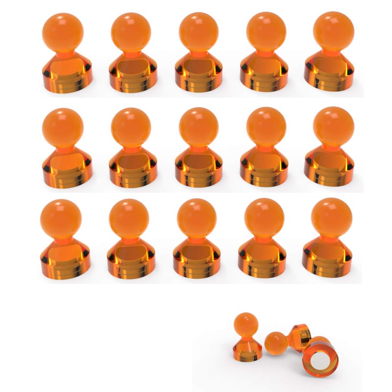 Ant Mag Magnetic Push Pins Strong Push Pin Magnets for Fridge Whiteboards Calendars Maps in School & Office Pack of 18 Orange - Image 1